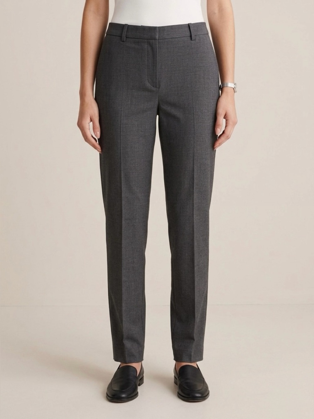 THEORY Treeca FL Full Length Pant Traceable Good Wool Charcoal Gray 10